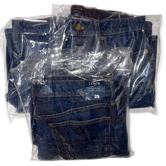 J. CREW Flare Crop Jeans Stretch Denim Button Fly Ankle Dark Wash 5 Pocket NWT - Picture 5 of 7